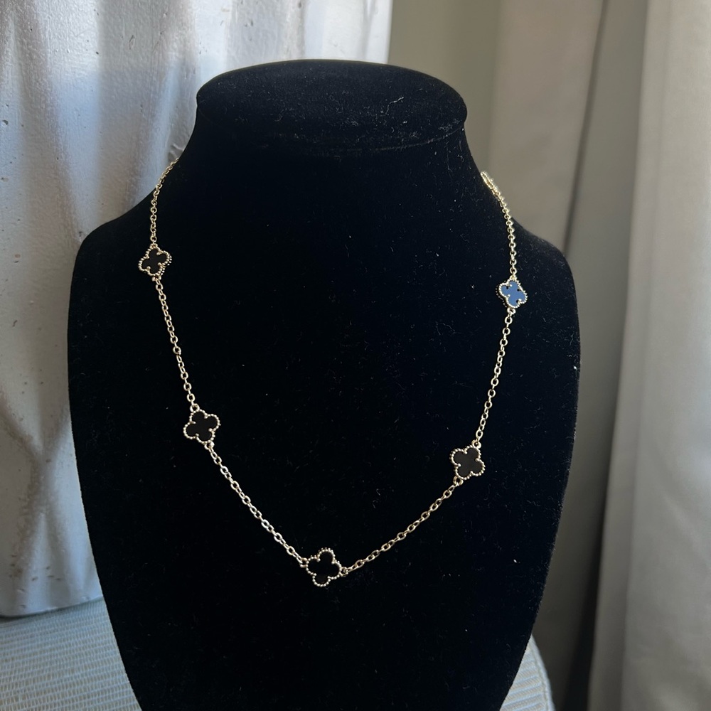 Mini Gold and black Clover Necklace